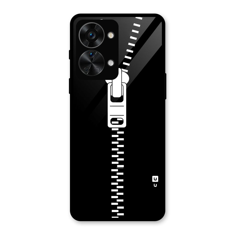 Black Zipper Glass Back Case for OnePlus Nord 2T