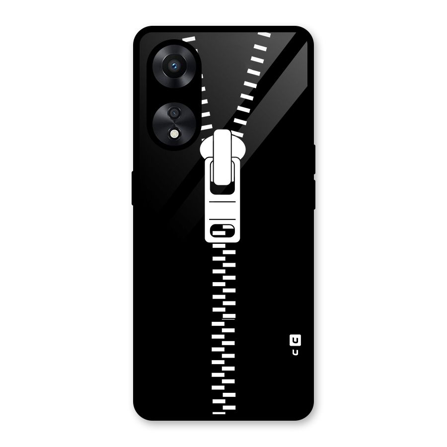 Black Zipper Glass Back Case for Oppo A78