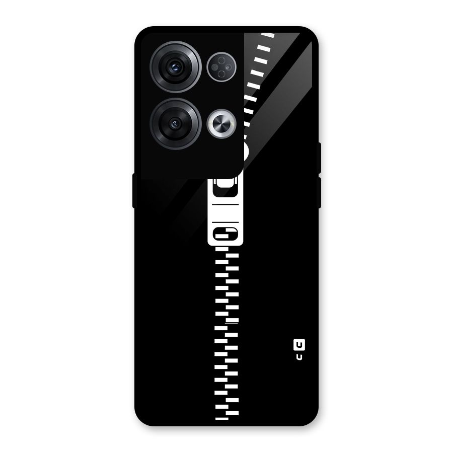 Black Zipper Glass Back Case for Oppo Reno8 Pro 5G