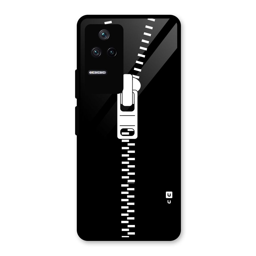 Black Zipper Glass Back Case for Poco F4 5G