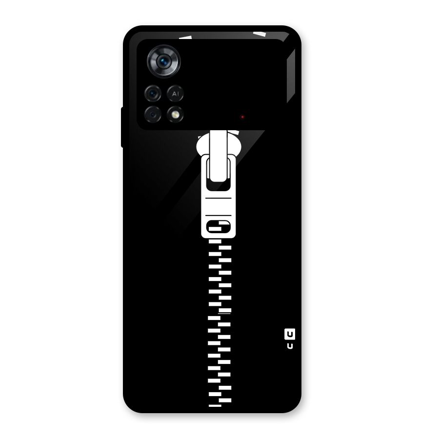 Black Zipper Glass Back Case for Poco X4 Pro 5G