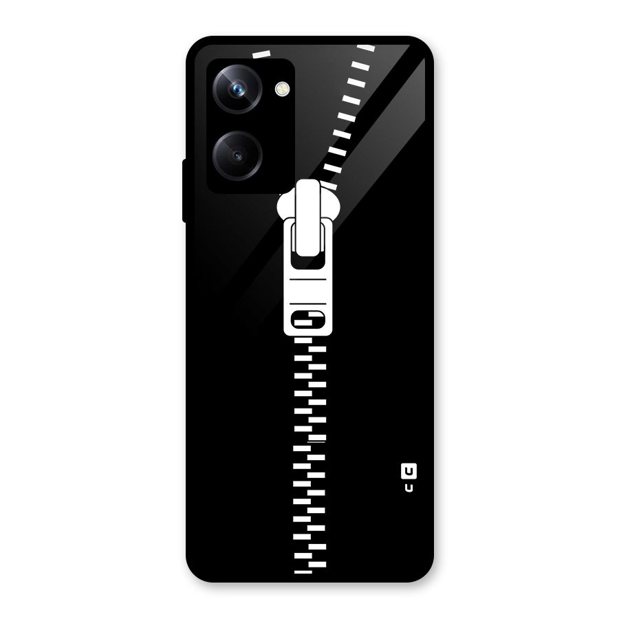 Black Zipper Glass Back Case for Realme 10 Pro