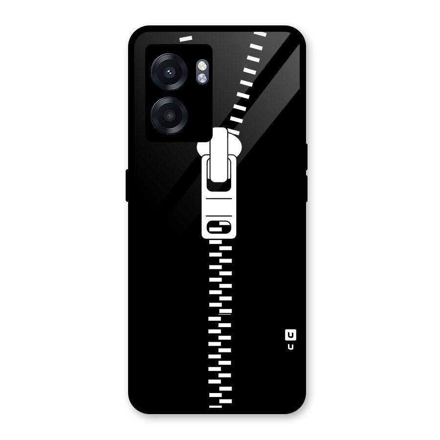 Black Zipper Glass Back Case for Realme Narzo 50 5G