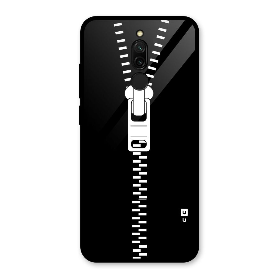 Black Zipper Glass Back Case for Redmi 8