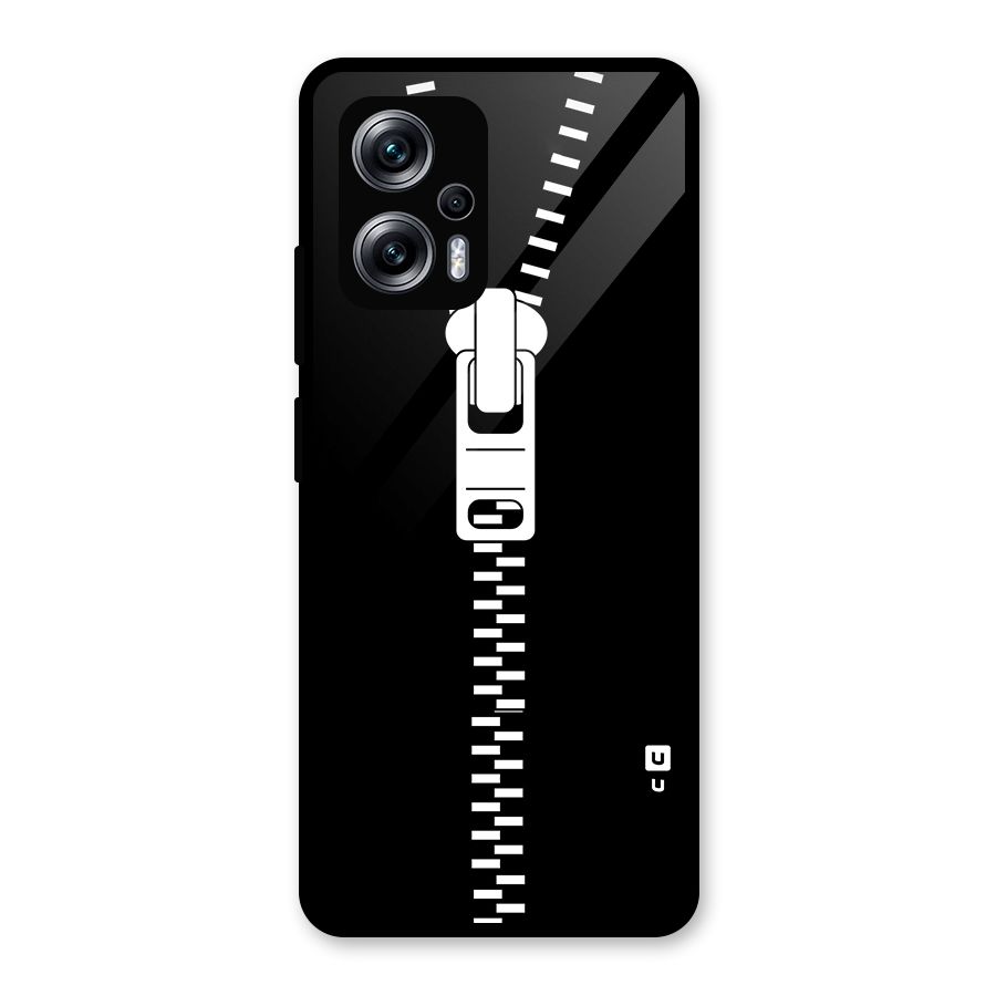 Black Zipper Glass Back Case for Redmi K50i