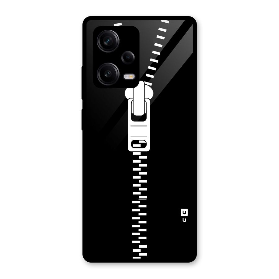 Black Zipper Glass Back Case for Redmi Note 12 Pro