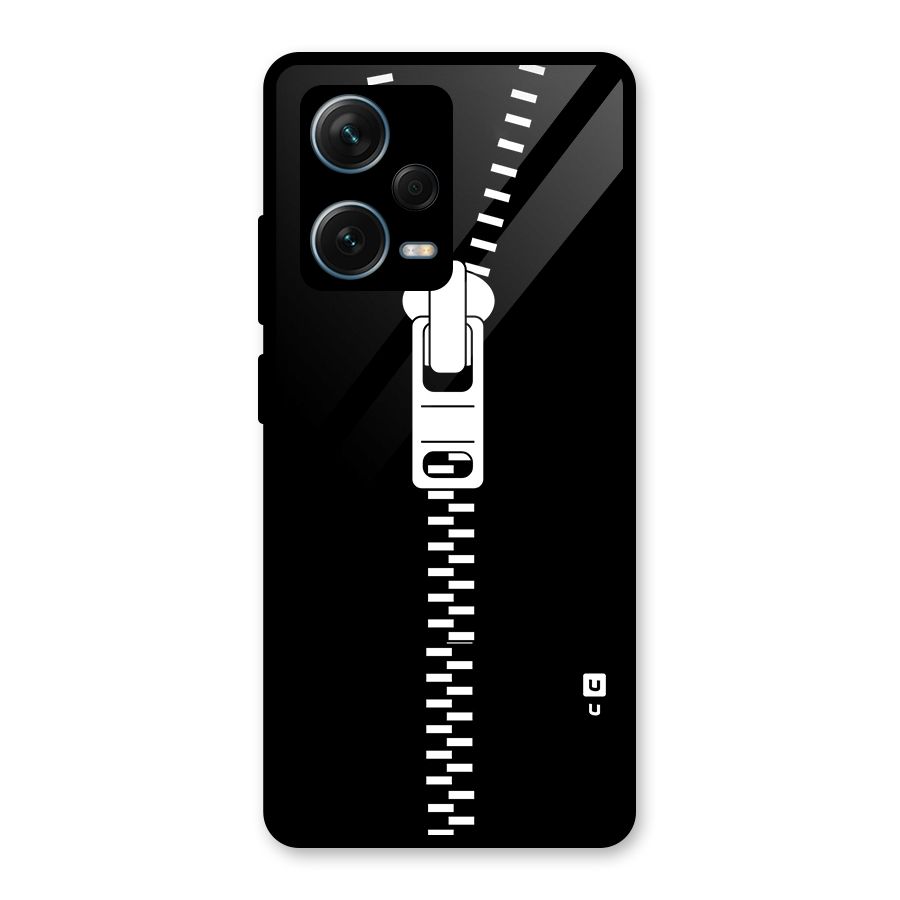 Black Zipper Glass Back Case for Redmi Note 12 Pro Plus 5G