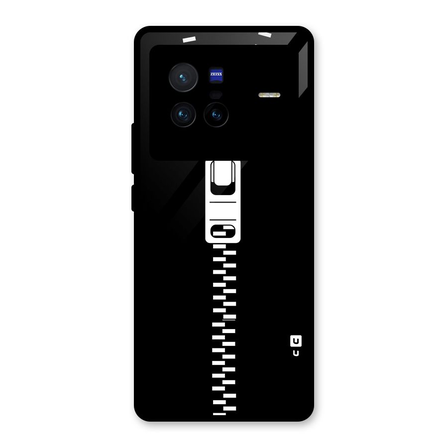 Black Zipper Glass Back Case for Vivo X80