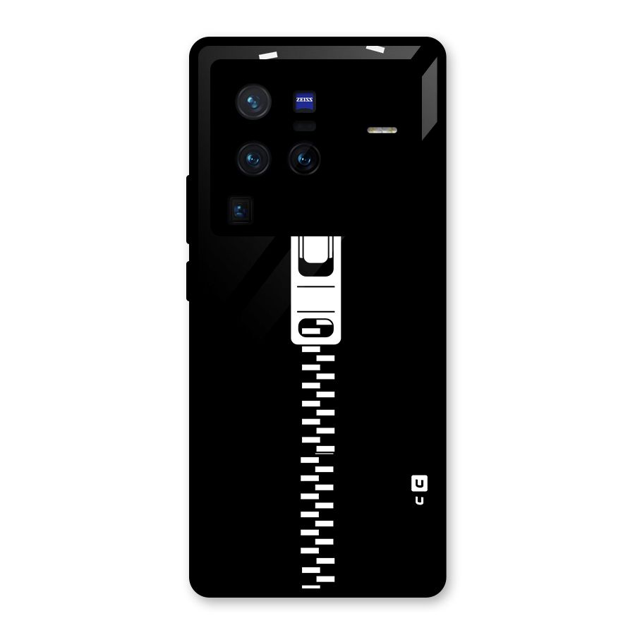 Black Zipper Glass Back Case for Vivo X80 Pro