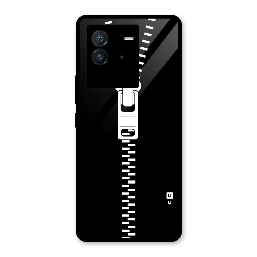 Black Zipper Glass Back Case for Vivo iQOO Neo 6 5G