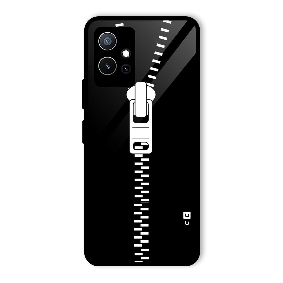 Black Zipper Glass Back Case for Vivo iQOO Z6