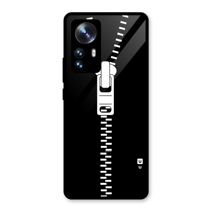 Black Zipper Glass Back Case for Xiaomi 12 Pro