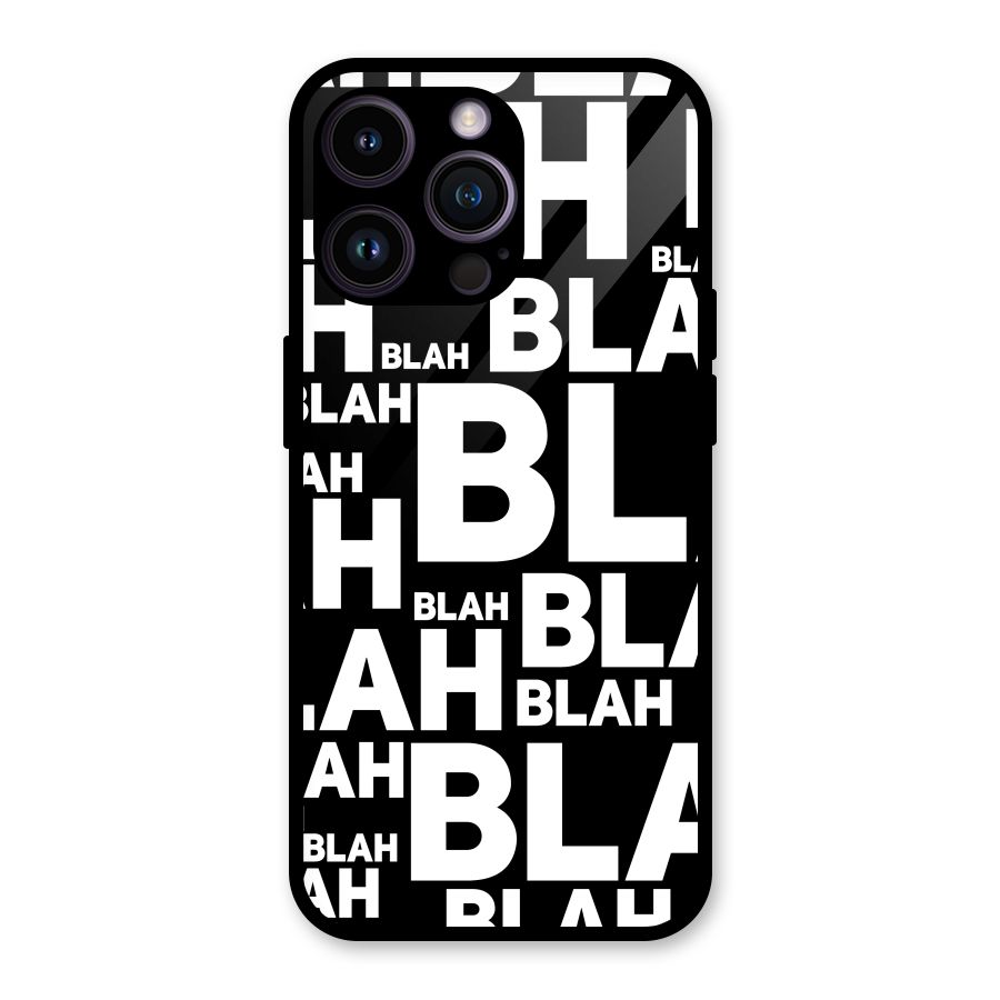 Blah Blah Pattern Glass Back Case for iPhone 14 Pro Max