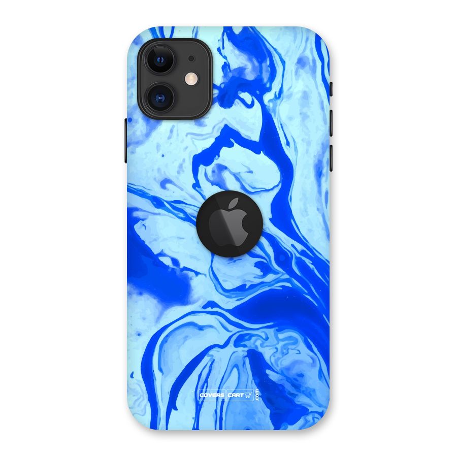 Blaze Blue Marble Texture Back Case for iPhone 11 Logo Cut
