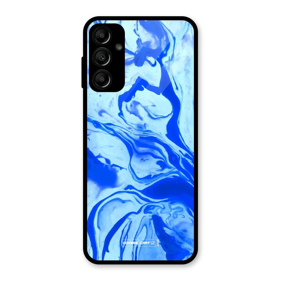 Blaze Blue Marble Texture Glass Back Case for Galaxy A14 5G