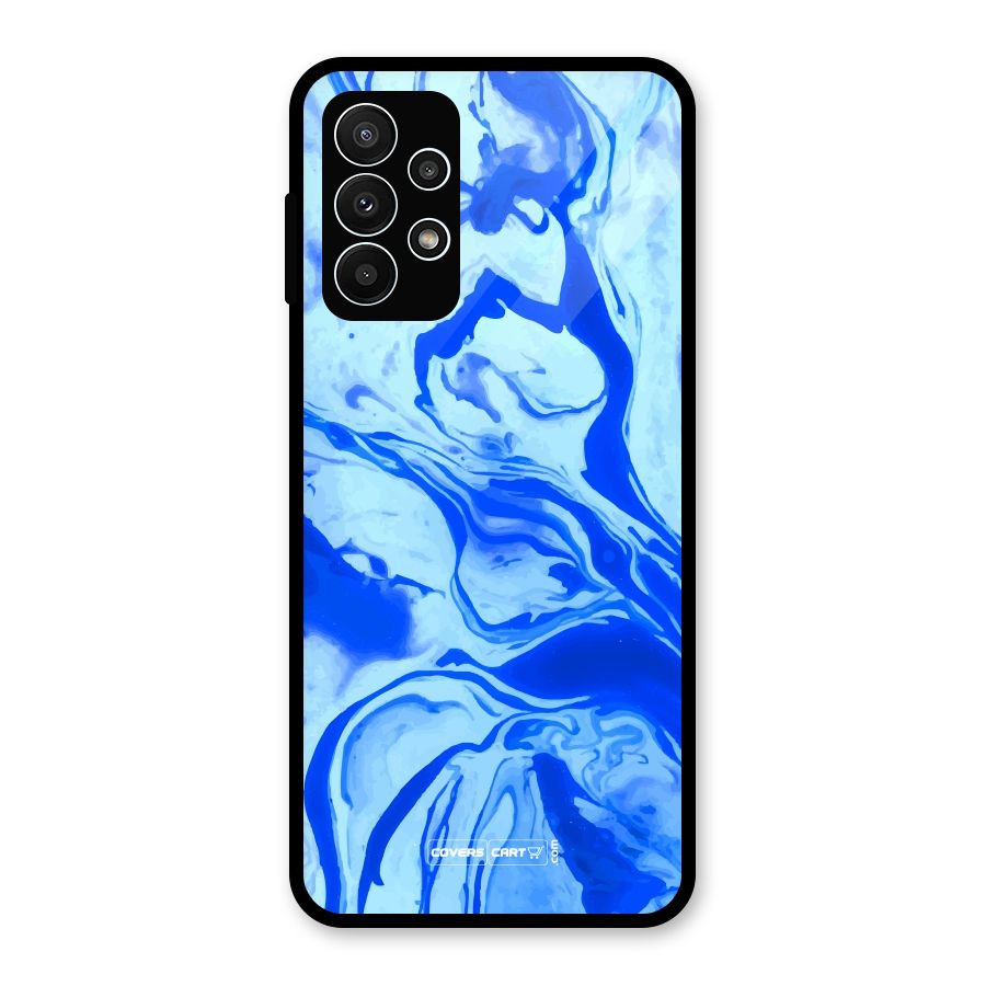 Blaze Blue Marble Texture Glass Back Case for Galaxy A23