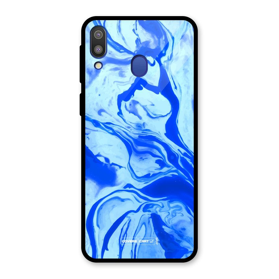 Blaze Blue Marble Texture Glass Back Case for Galaxy M20