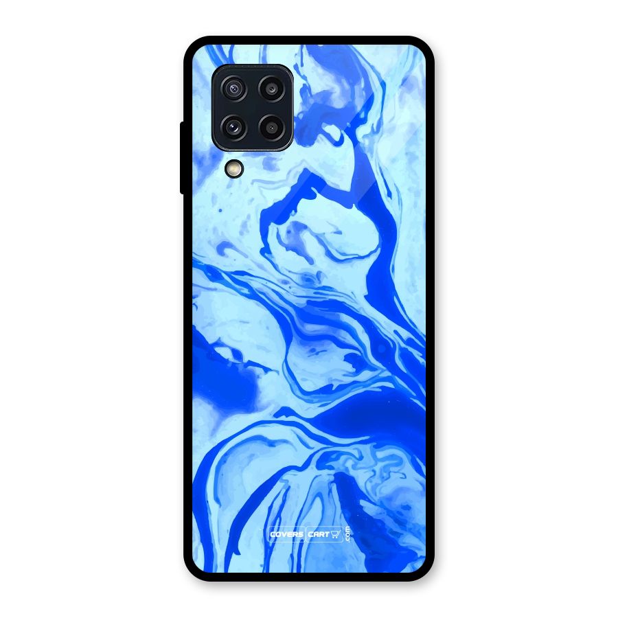 Blaze Blue Marble Texture Glass Back Case for Galaxy M32