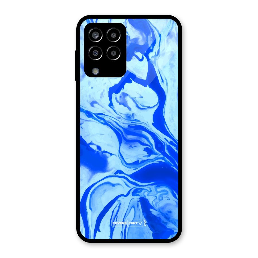 Blaze Blue Marble Texture Glass Back Case for Galaxy M33