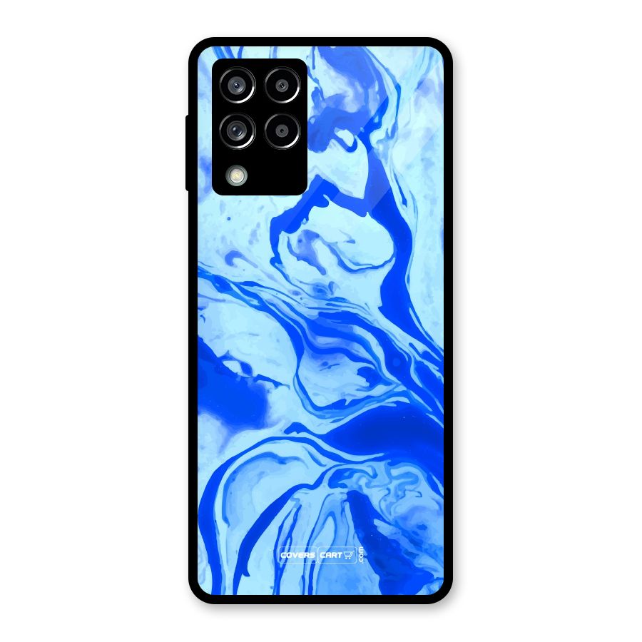 Blaze Blue Marble Texture Glass Back Case for Galaxy M53 5G