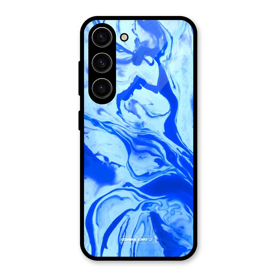 Blaze Blue Marble Texture Glass Back Case for Galaxy S23