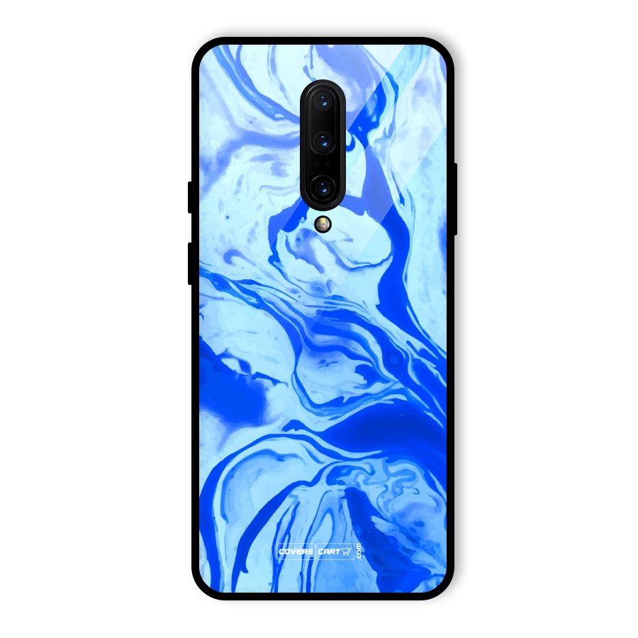 Blaze Blue Marble Texture Glass Back Case for OnePlus 7 Pro