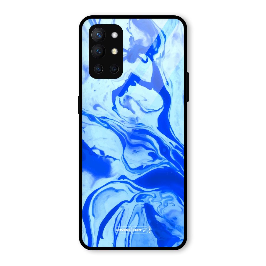 Blaze Blue Marble Texture Glass Back Case for OnePlus 9R