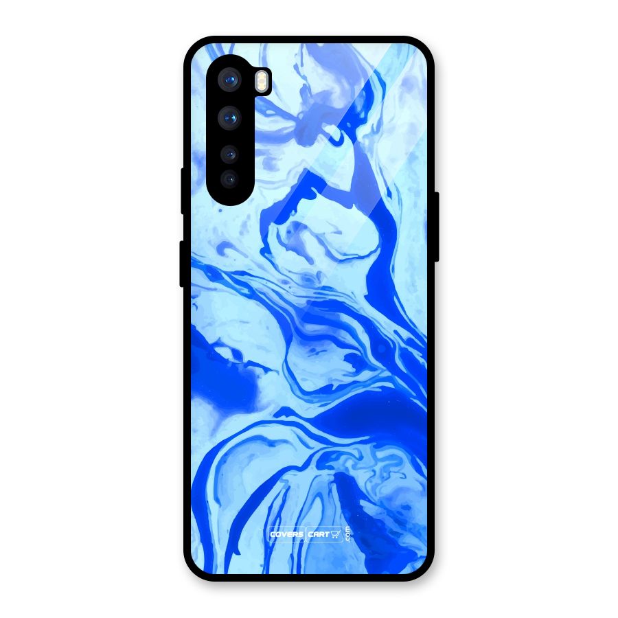 Blaze Blue Marble Texture Glass Back Case for OnePlus Nord