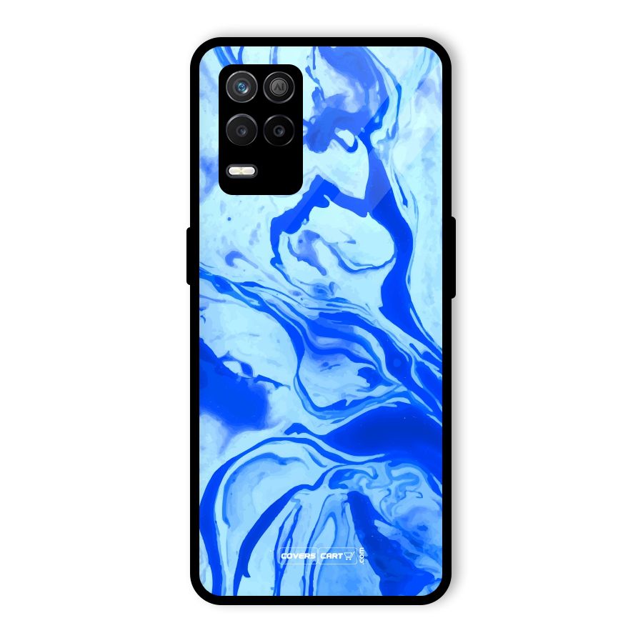 Blaze Blue Marble Texture Glass Back Case for Realme 9 5G