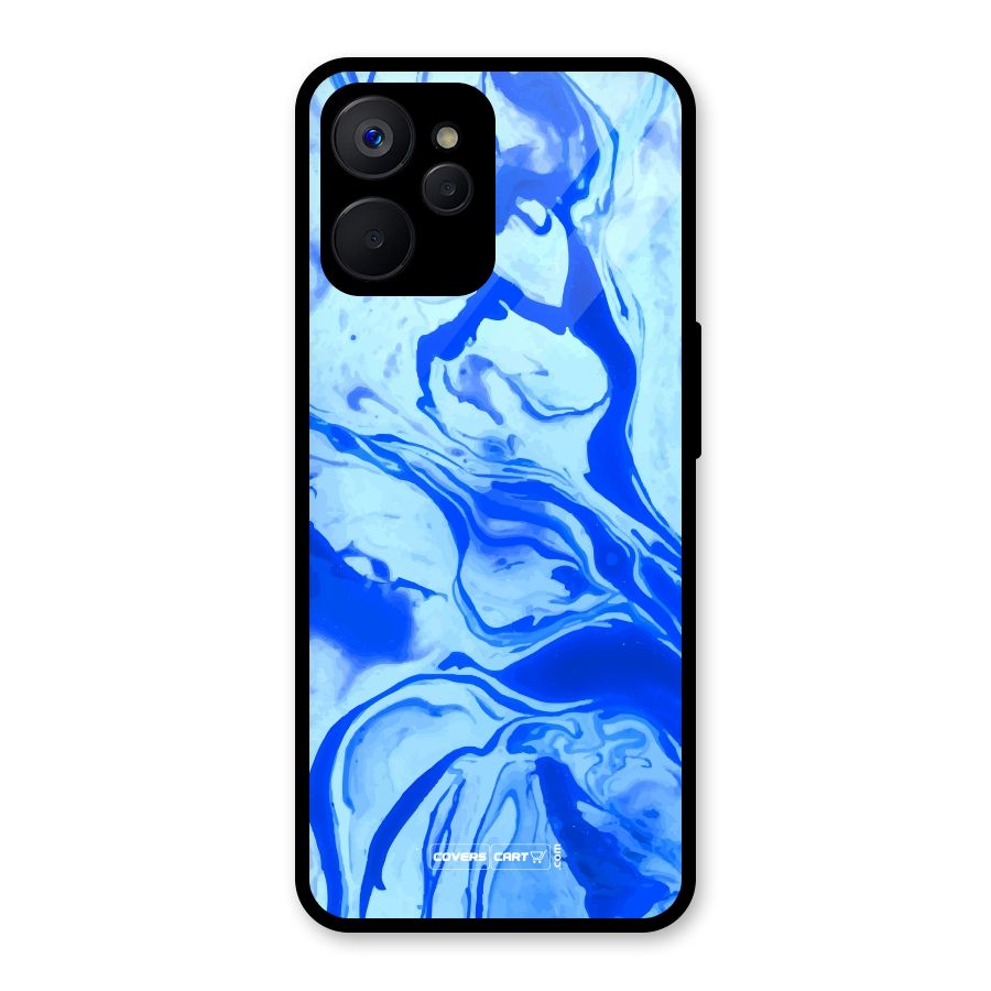 Blaze Blue Marble Texture Glass Back Case for Realme 9i 5G