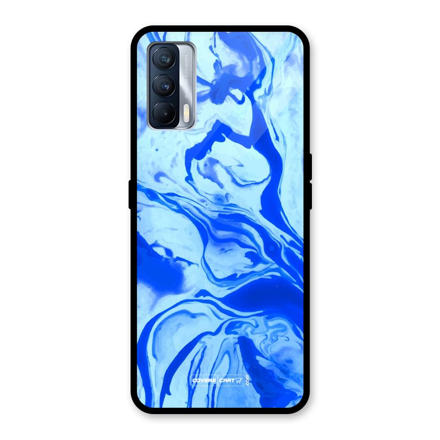 Blaze Blue Marble Texture Glass Back Case for Realme X7