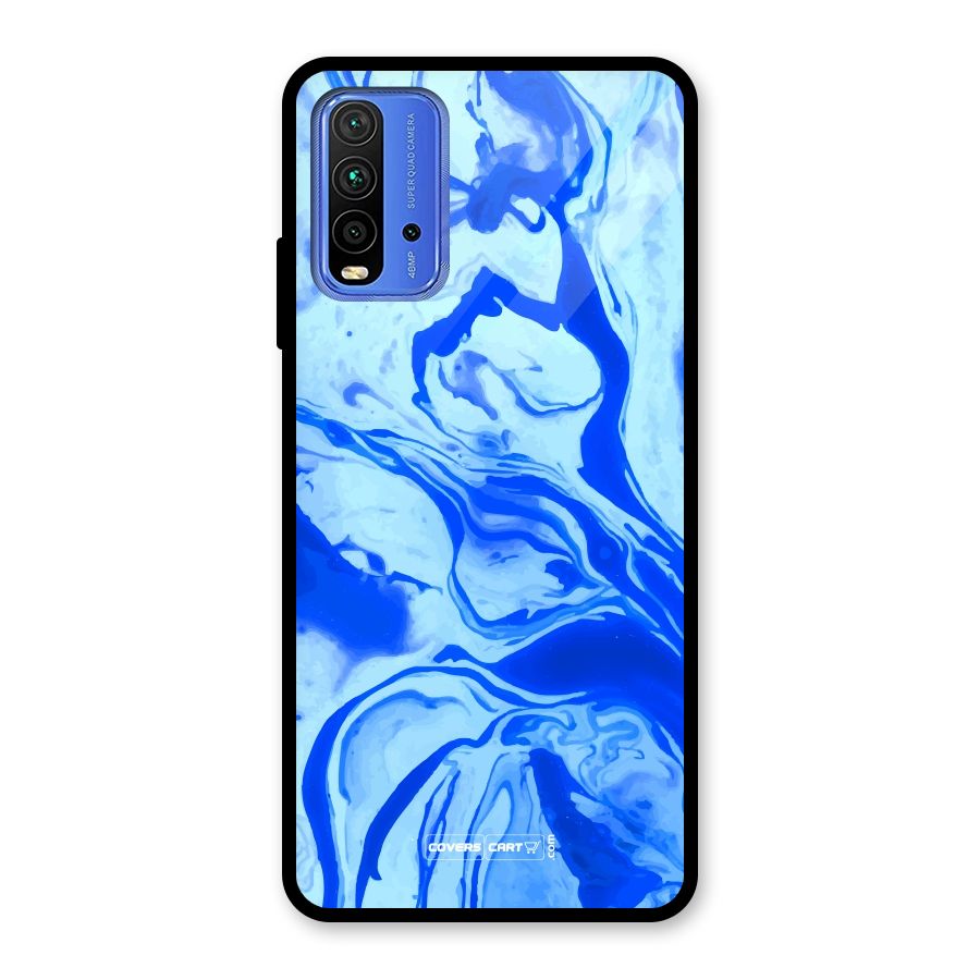 Blaze Blue Marble Texture Glass Back Case for Redmi 9 Power