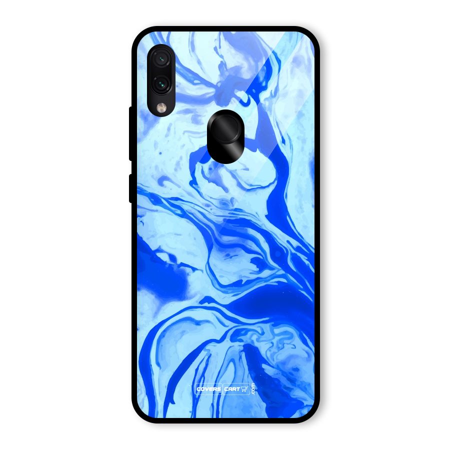 Blaze Blue Marble Texture Glass Back Case for Redmi Note 7