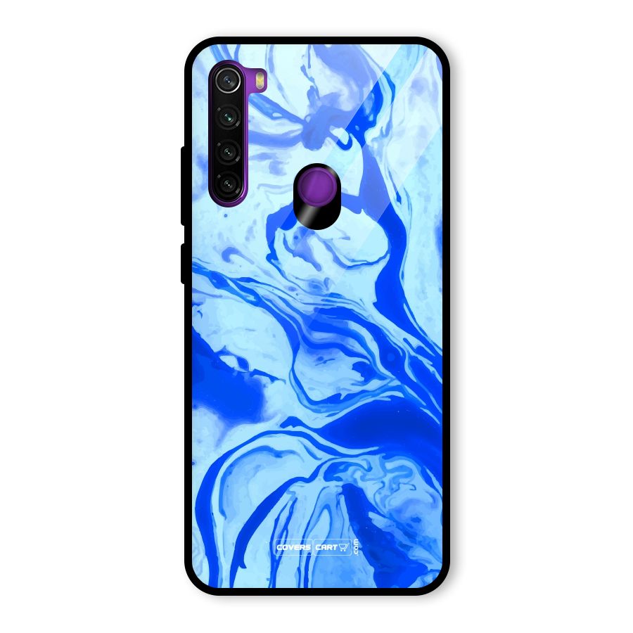 Blaze Blue Marble Texture Glass Back Case for Redmi Note 8