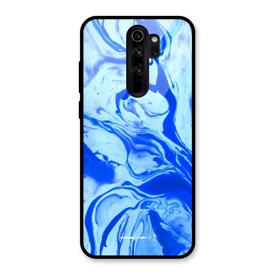 Blaze Blue Marble Texture Glass Back Case for Redmi Note 8 Pro
