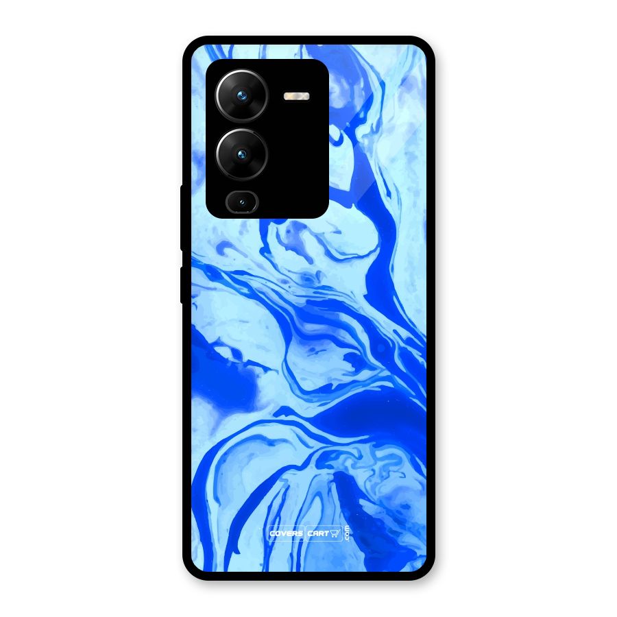 Blaze Blue Marble Texture Glass Back Case for Vivo V25 Pro