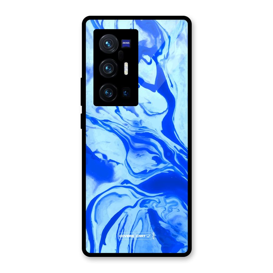 Blaze Blue Marble Texture Glass Back Case for Vivo X70 Pro Plus