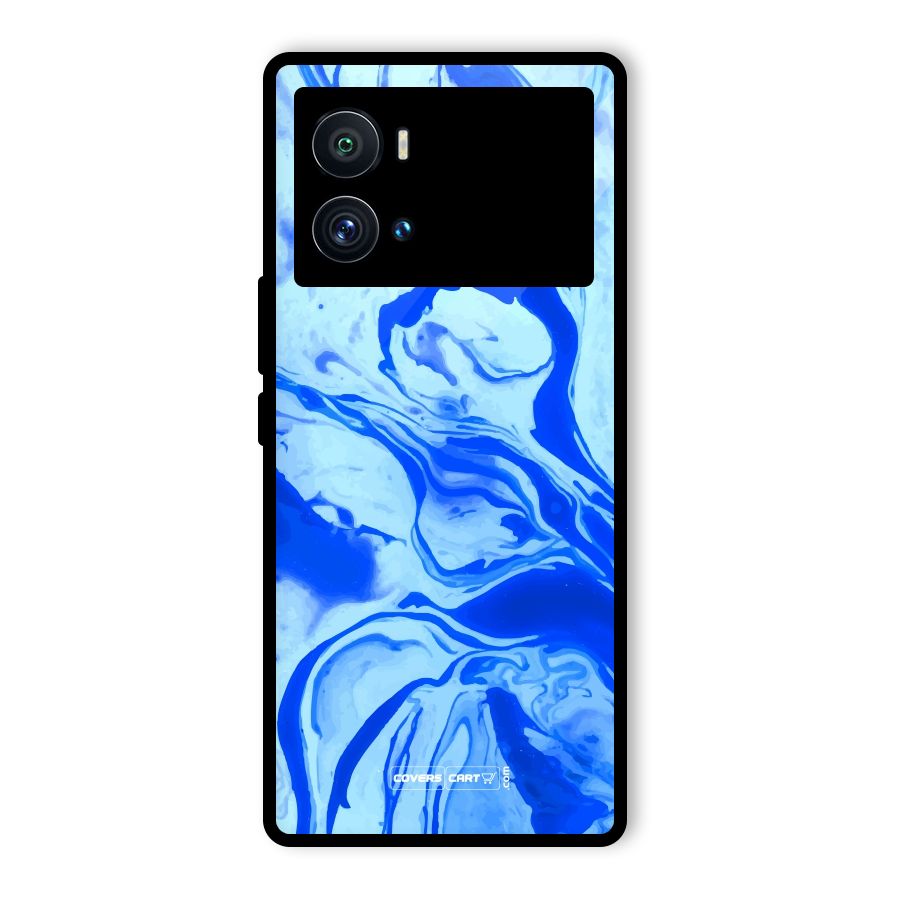 Blaze Blue Marble Texture Glass Back Case for Vivo iQOO 9 Pro