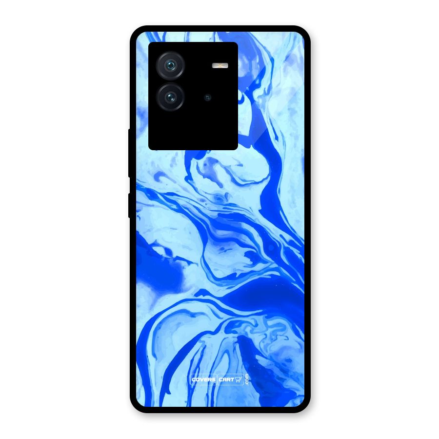 Blaze Blue Marble Texture Glass Back Case for Vivo iQOO Neo 6 5G