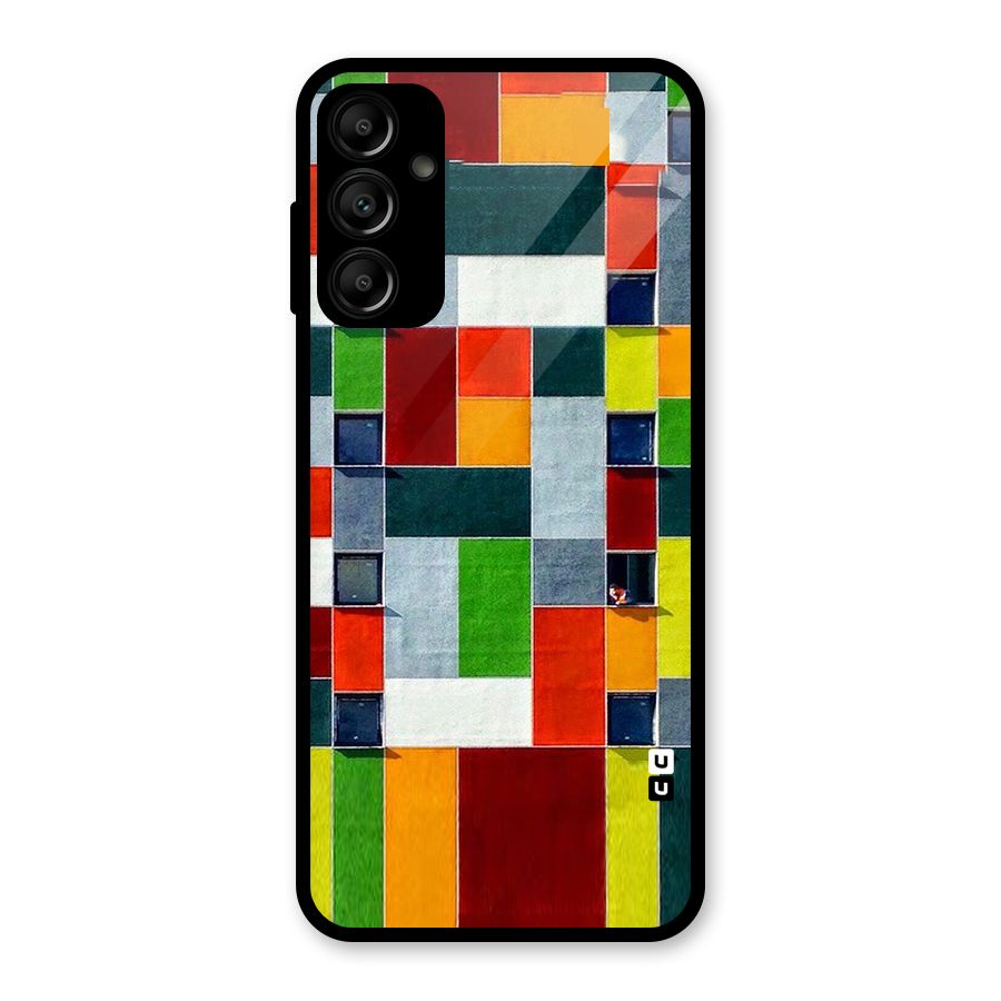 Block Color Design Glass Back Case for Galaxy A14 5G