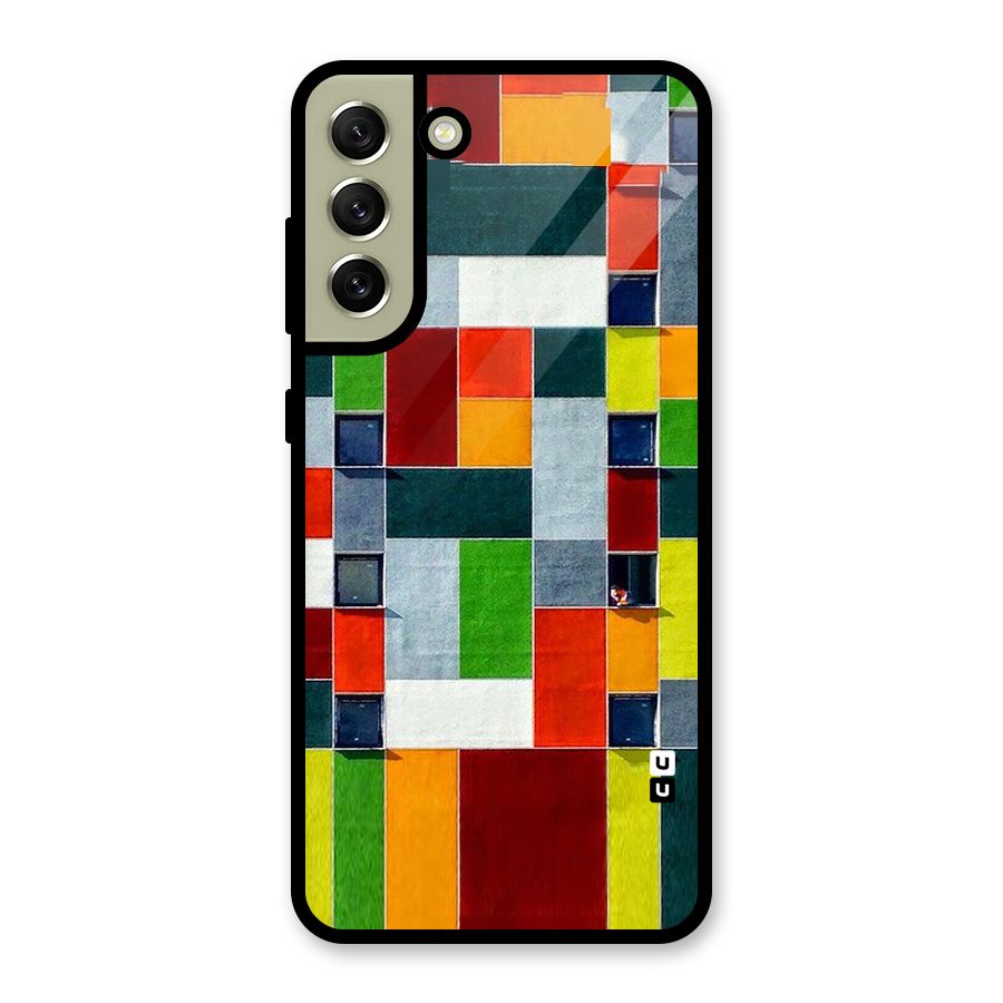 Block Color Design Glass Back Case for Galaxy S21 FE 5G