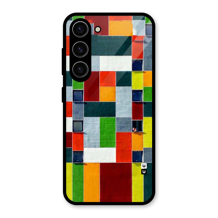 Block Color Design Glass Back Case for Galaxy S23