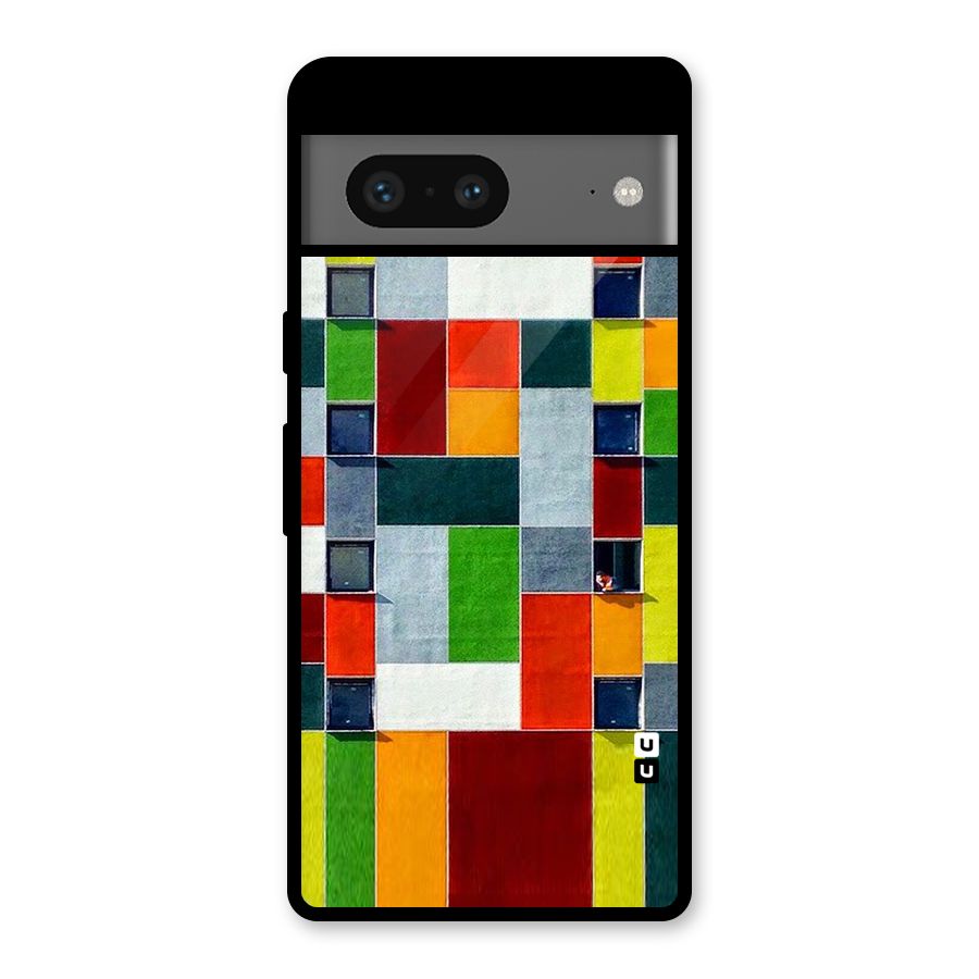 Block Color Design Glass Back Case for Google Pixel 7