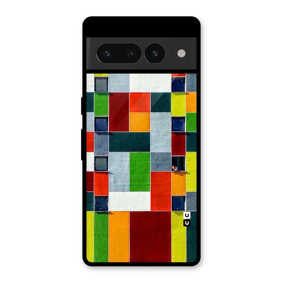 Block Color Design Glass Back Case for Google Pixel 7 Pro