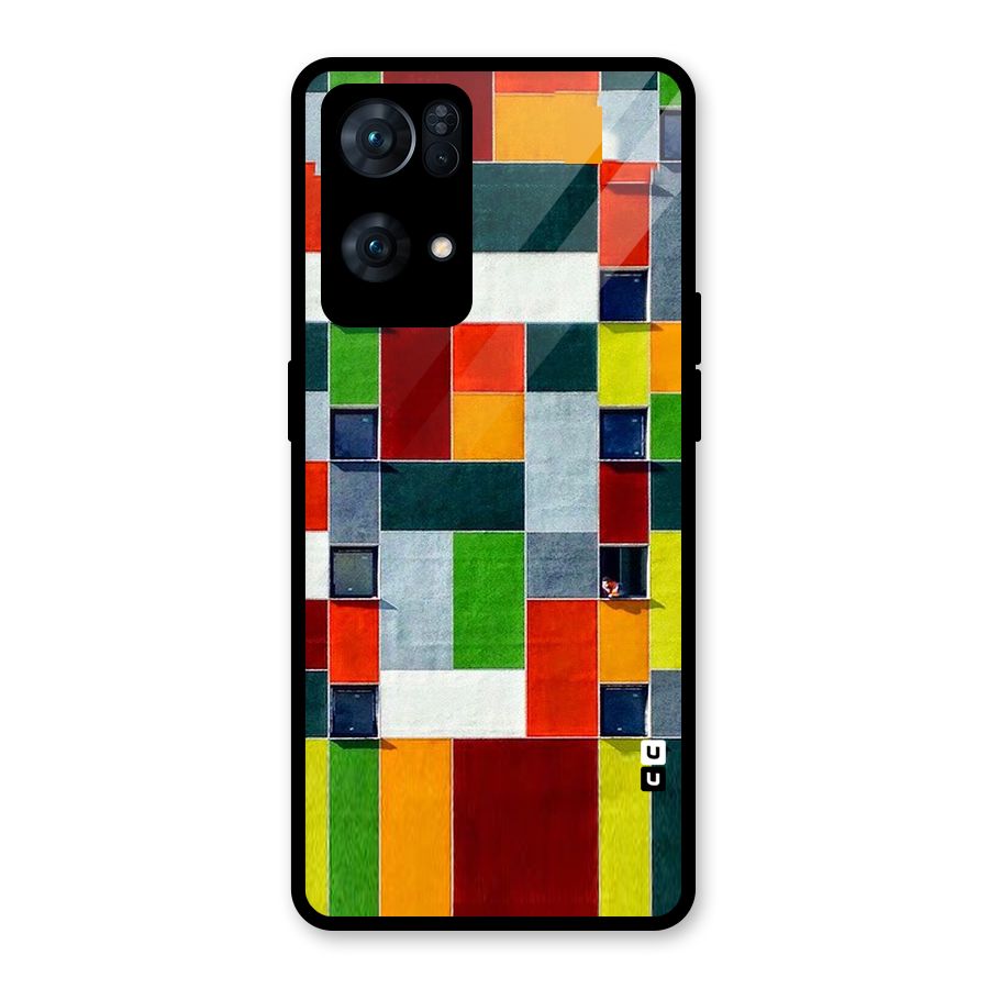 Block Color Design Glass Back Case for Oppo Reno7 Pro 5G