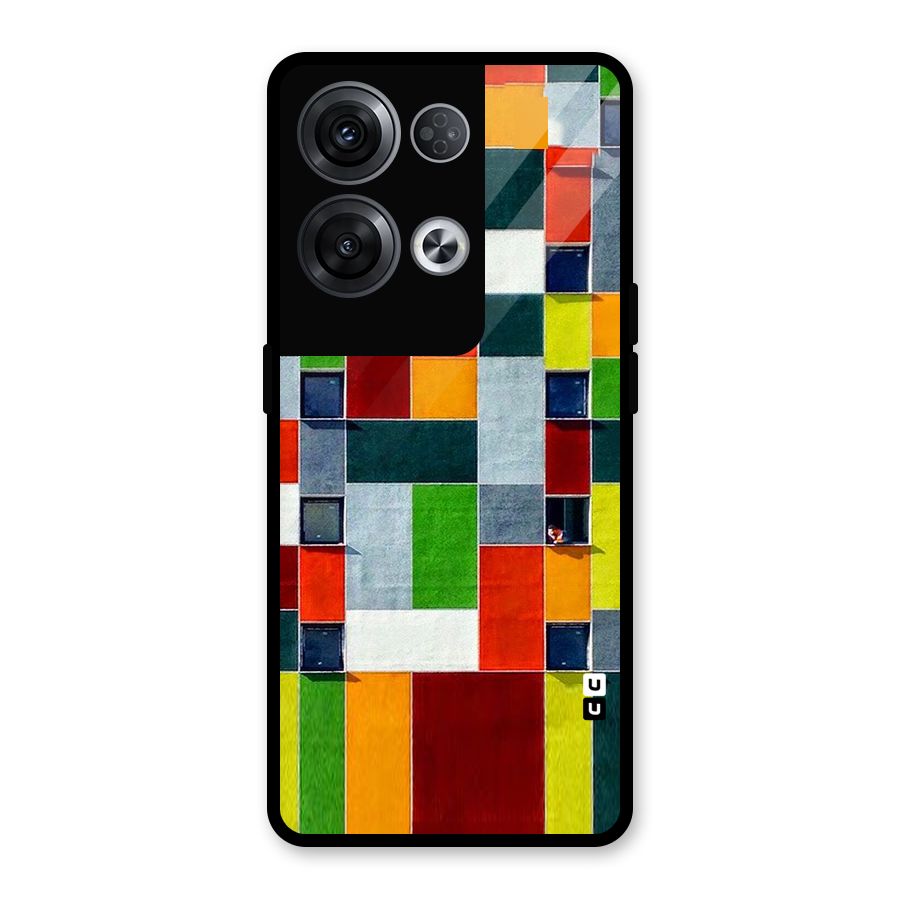 Block Color Design Glass Back Case for Oppo Reno8 Pro 5G