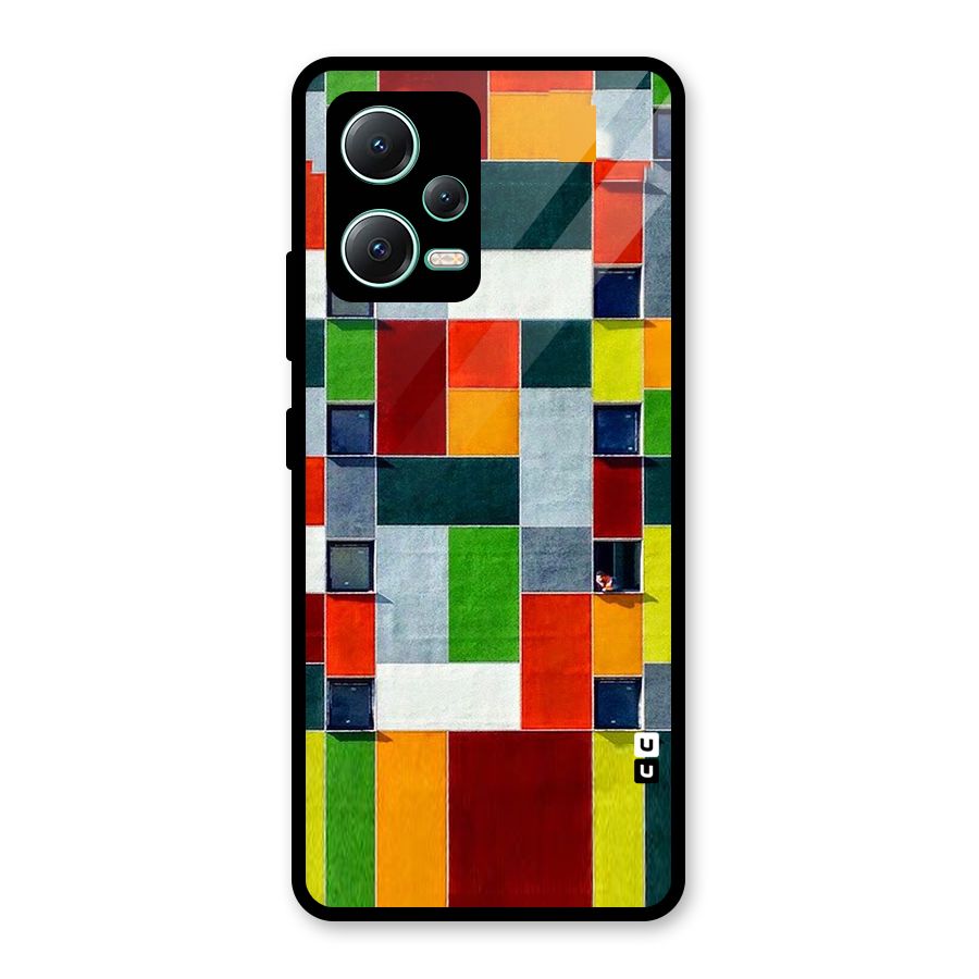 Block Color Design Glass Back Case for Redmi Note 12 5G