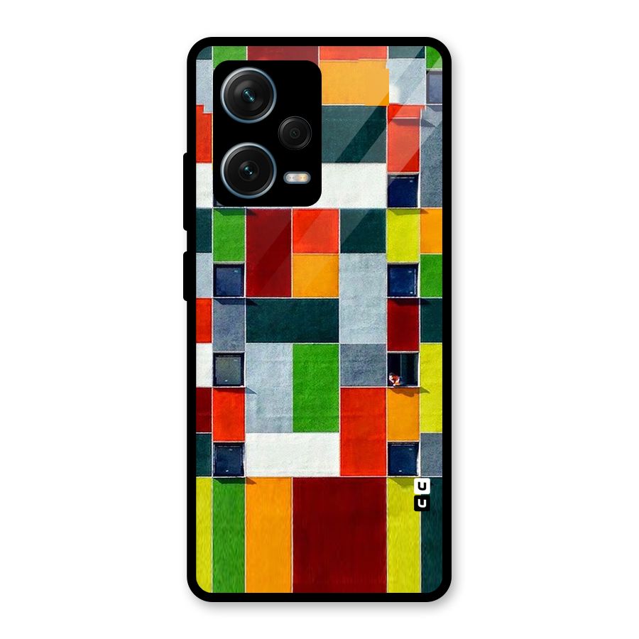 Block Color Design Glass Back Case for Redmi Note 12 Pro Plus 5G