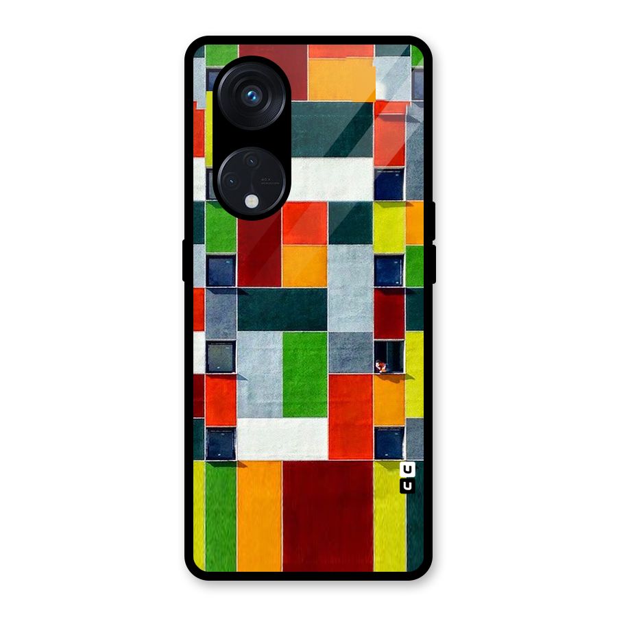 Block Color Design Glass Back Case for Reno8 T 5G