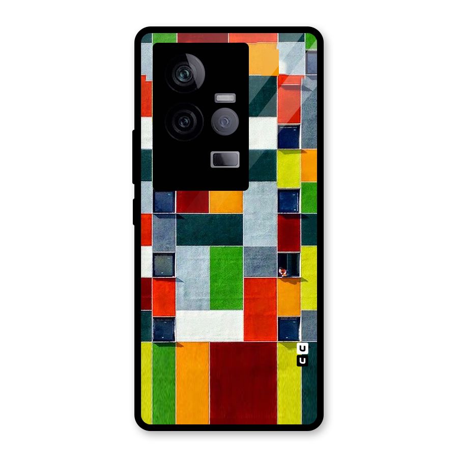 Block Color Design Glass Back Case for Vivo iQOO 11 5G